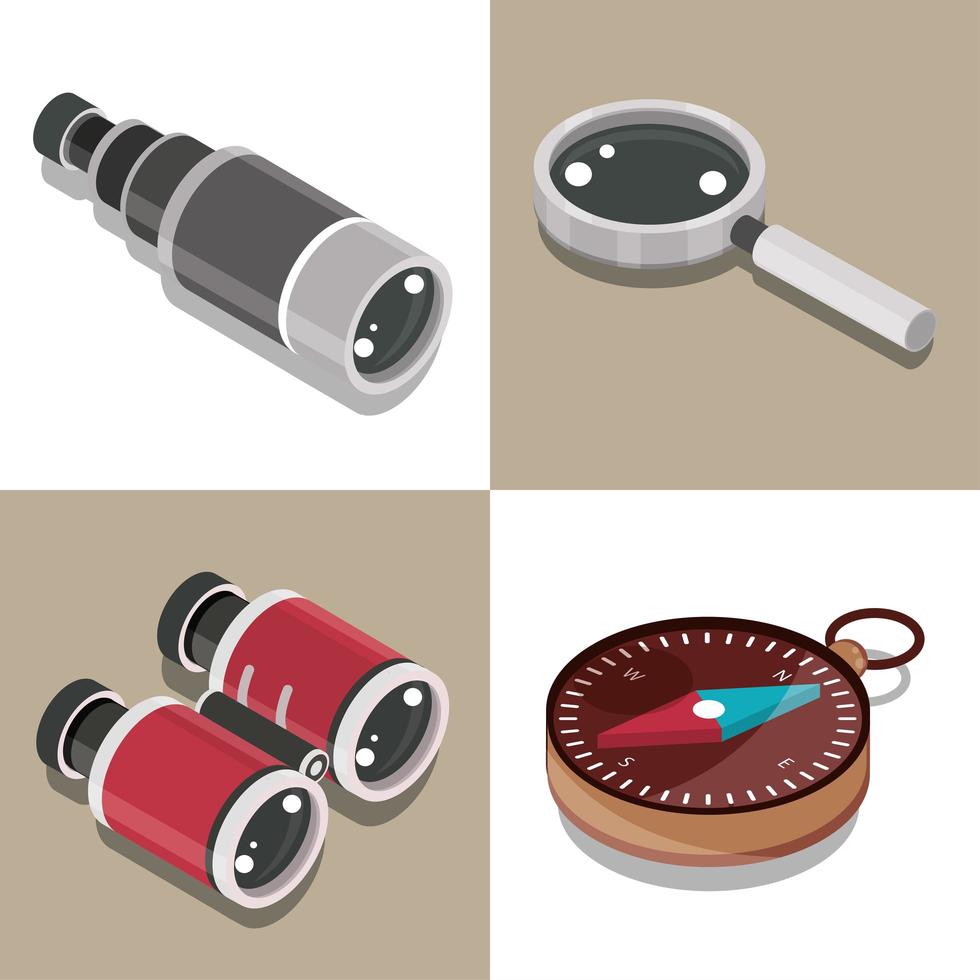 set of telescope binoculars vector