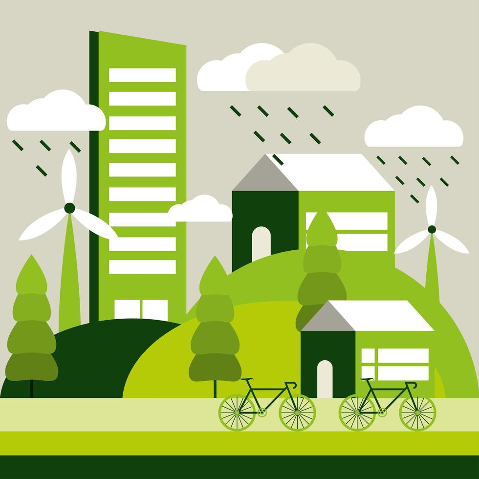 ecological city life vector