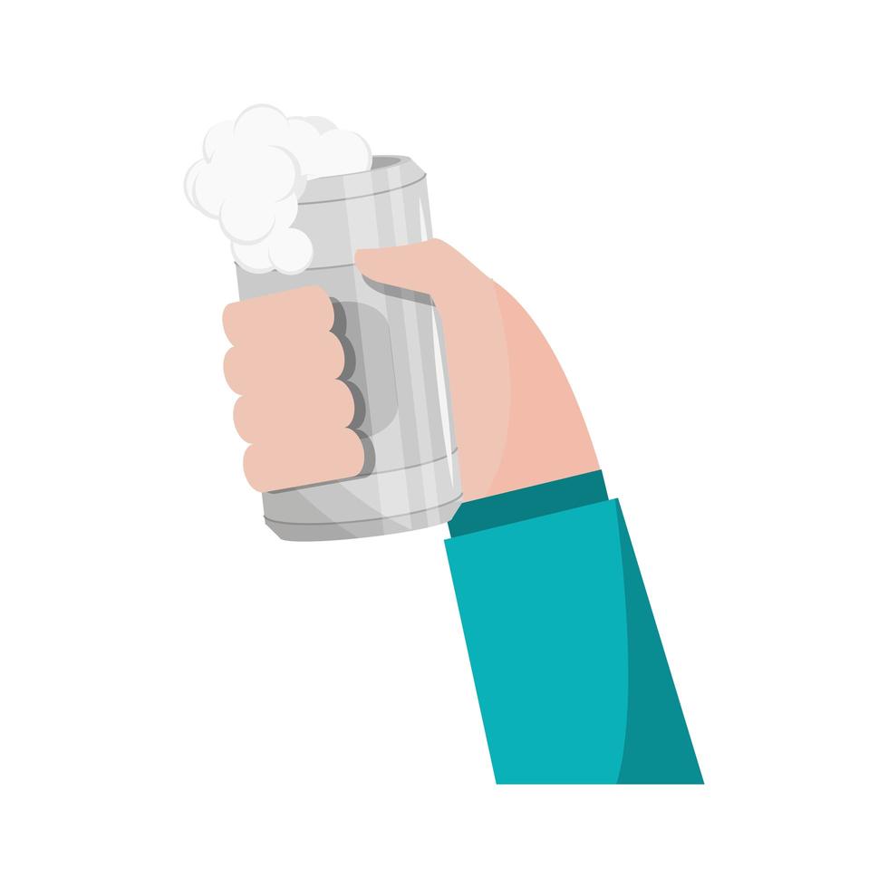 hand with beer in can vector