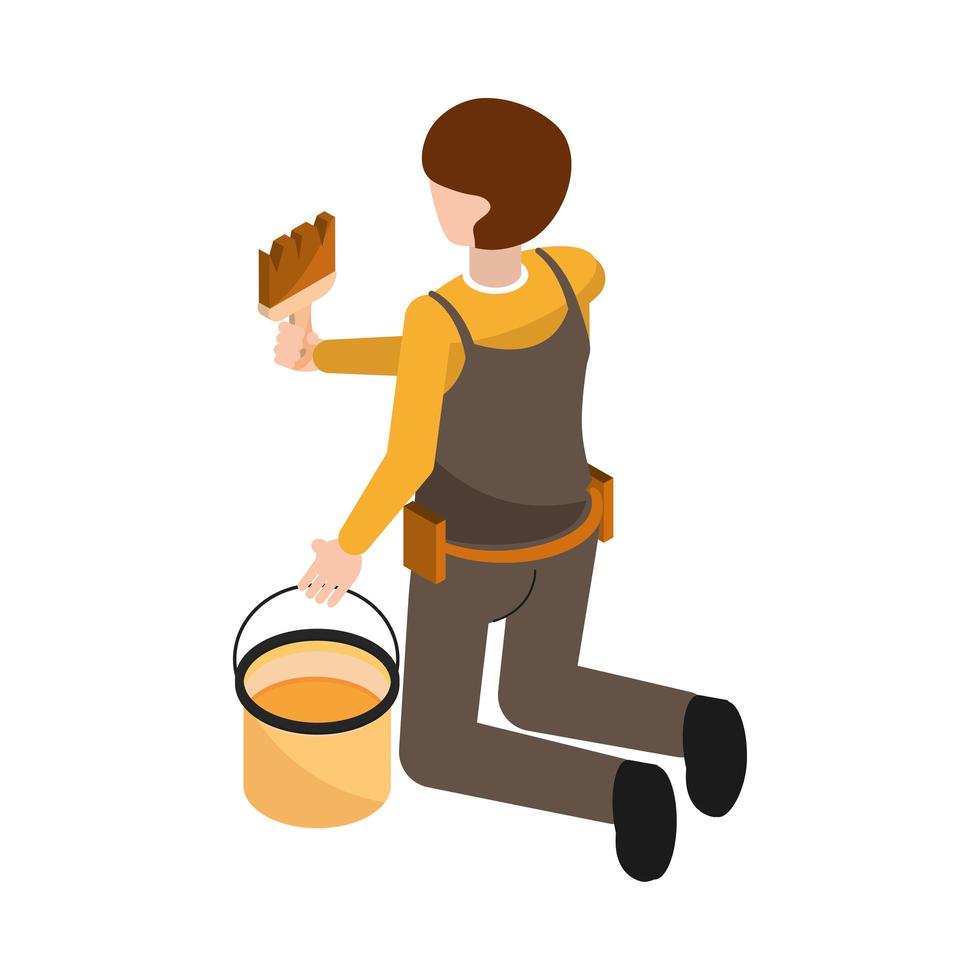 worker painting with brush vector