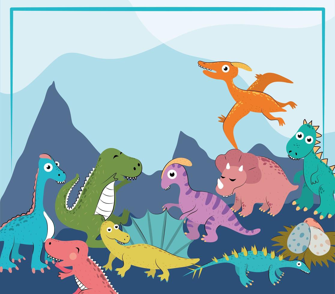 cute dinosaurs banner vector
