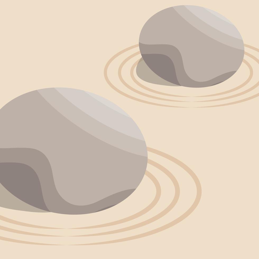 zen garden with stone in sand vector