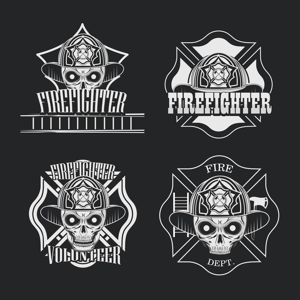 firefighter vintage set vector
