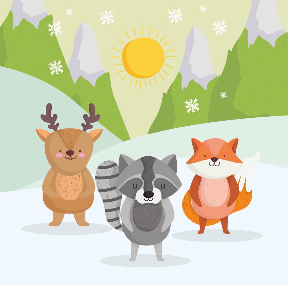 little animals winter vector