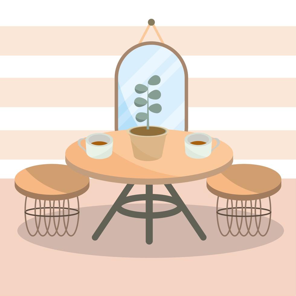 dining table and chairs vector