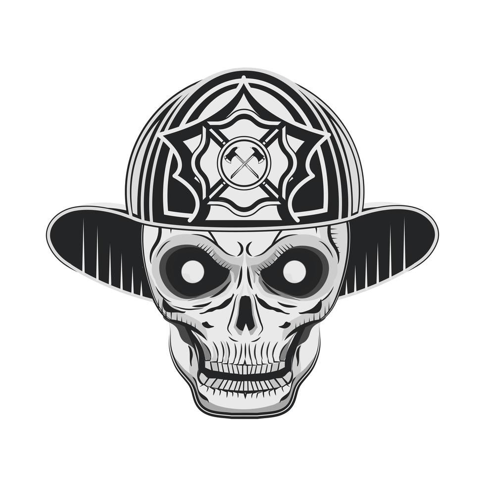 fireman skull in helmet vector