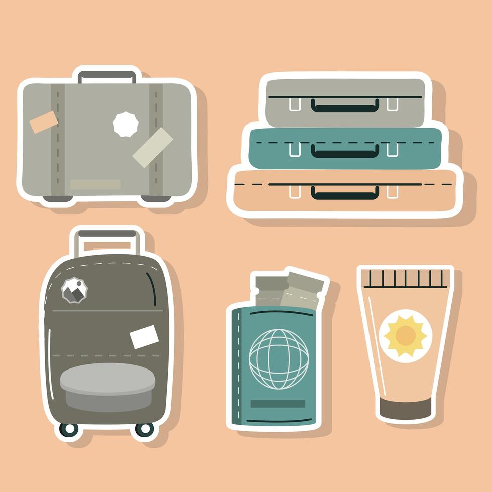 travel suitcases and passport vector