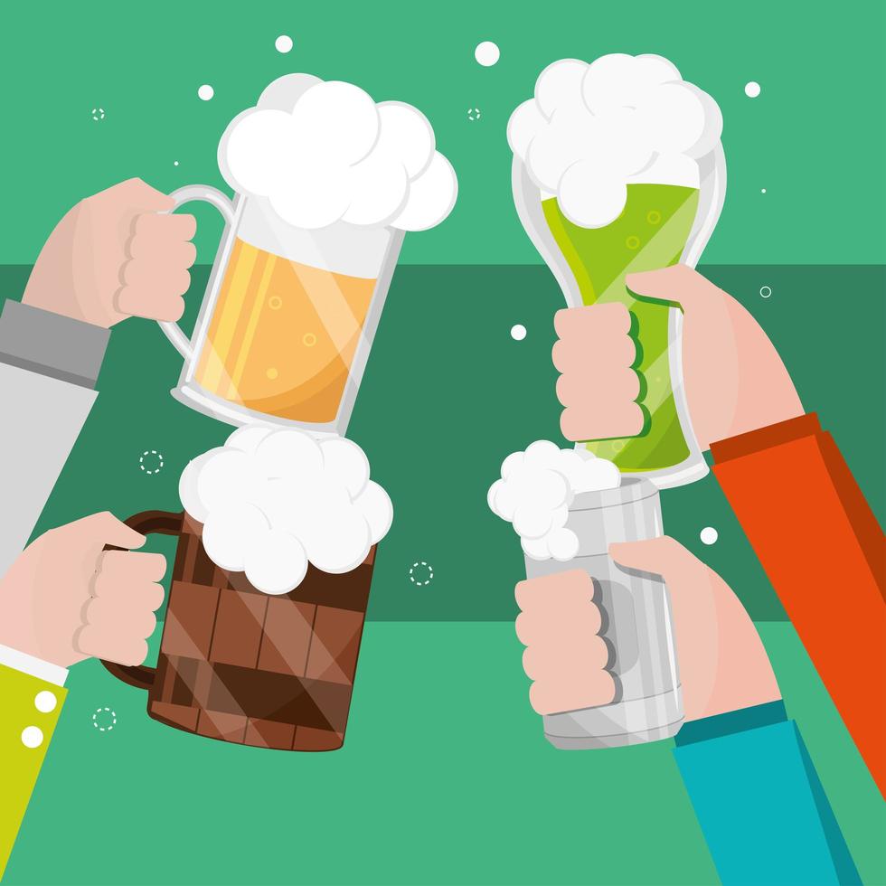 cervezas en las manos vector