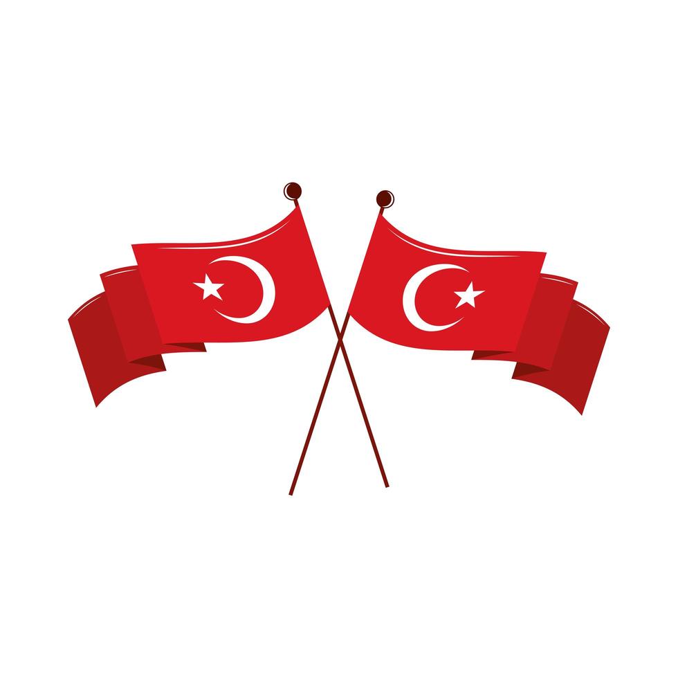 crossed flags turkey vector