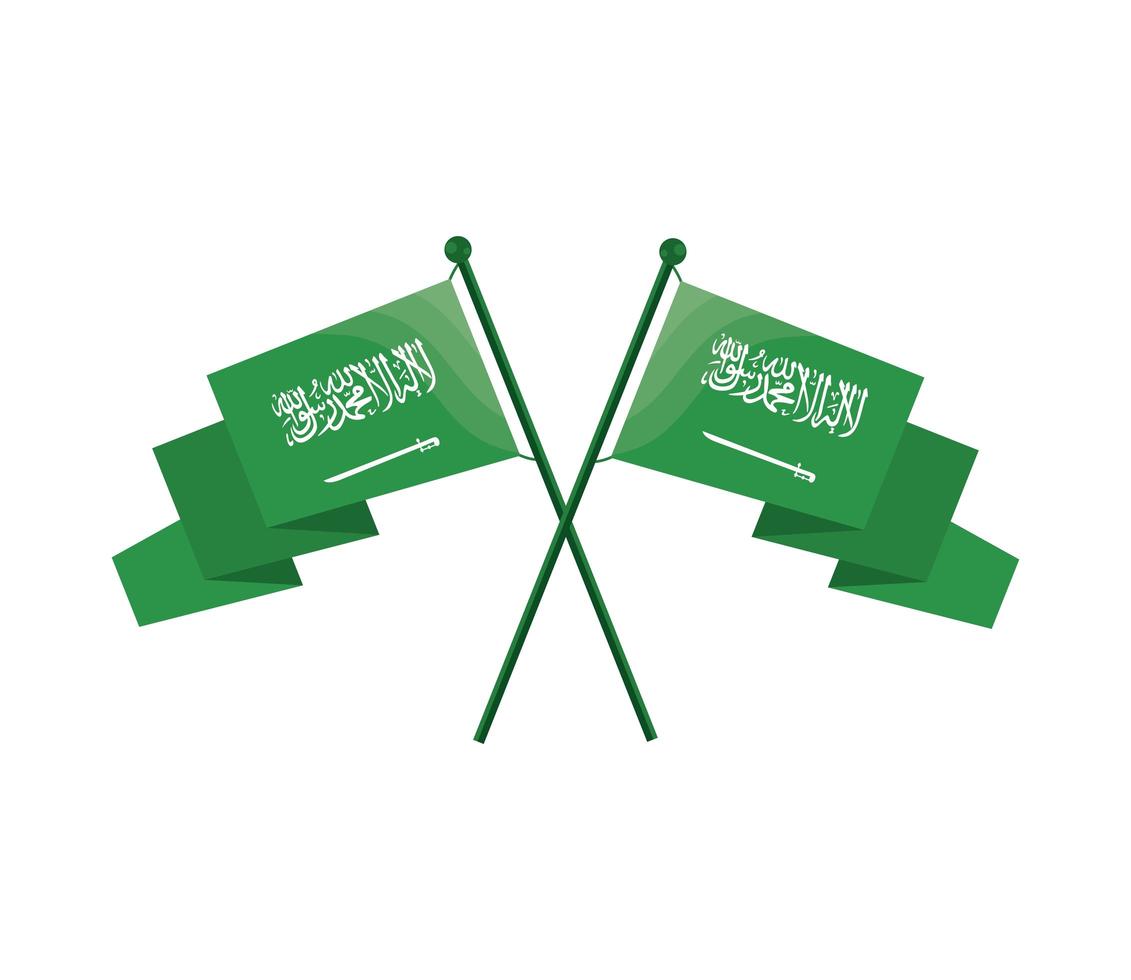 crossed flags of saudi arabia vector