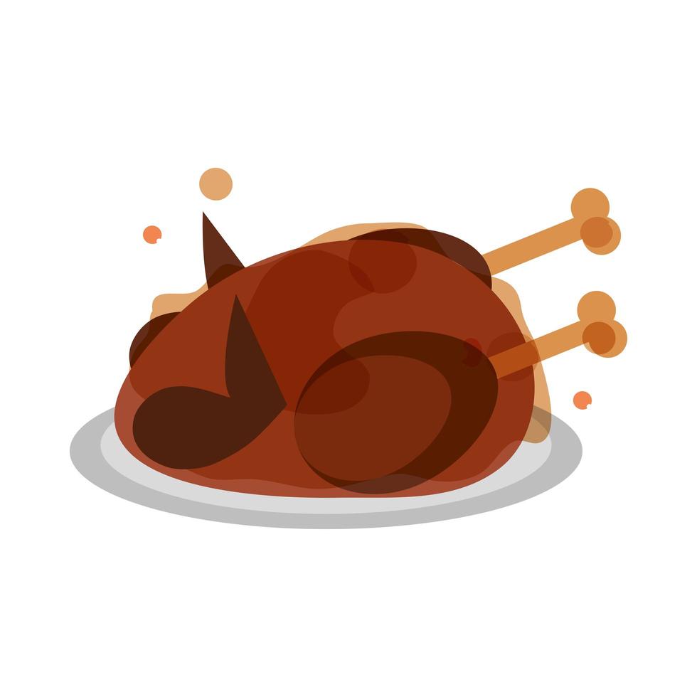 roasted turkey in plate vector