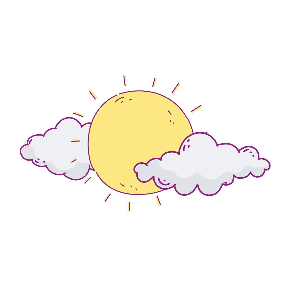 dibujos animados de nubes de sol vector