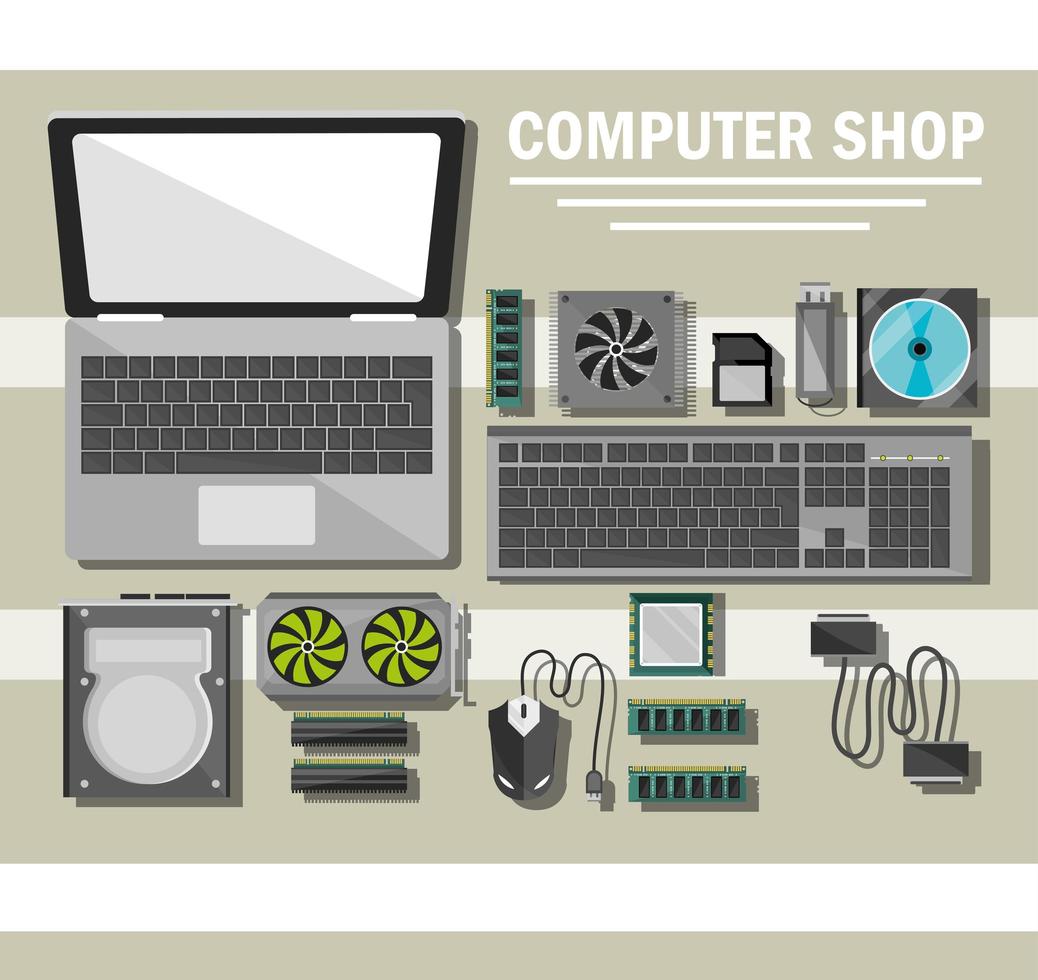 computer shop poster vector