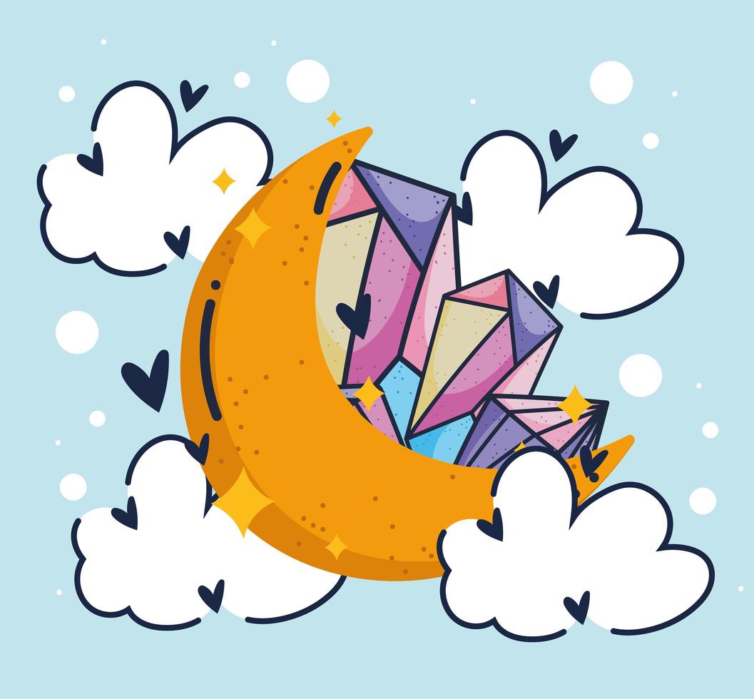 moon with magical quartz vector