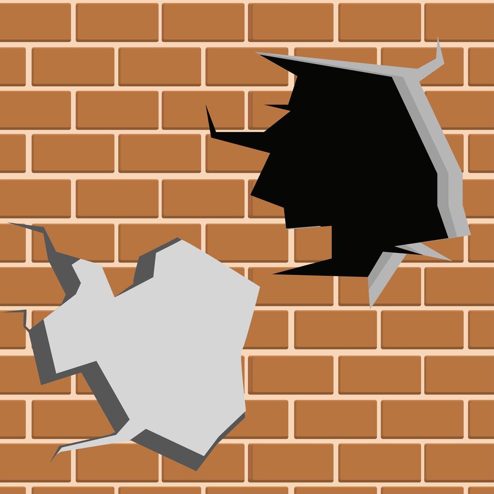 wall of bricks cracked vector