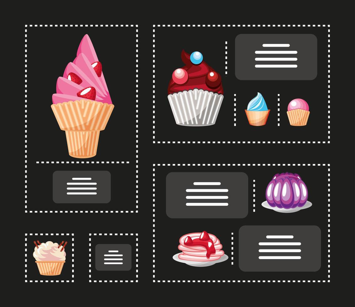 dessert menu products vector