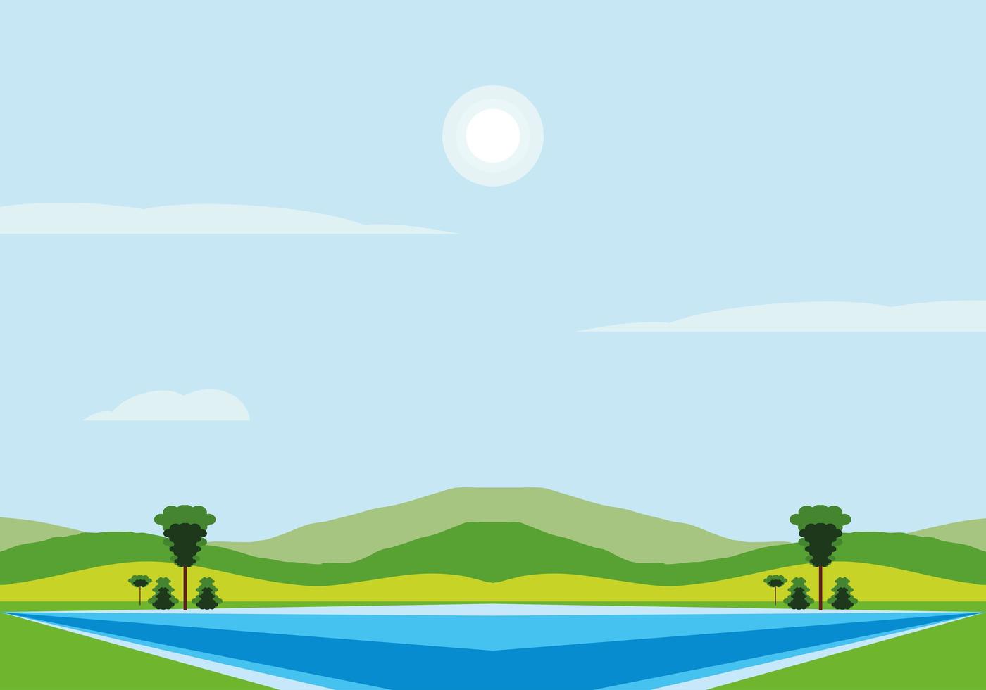 landscape river trees vector