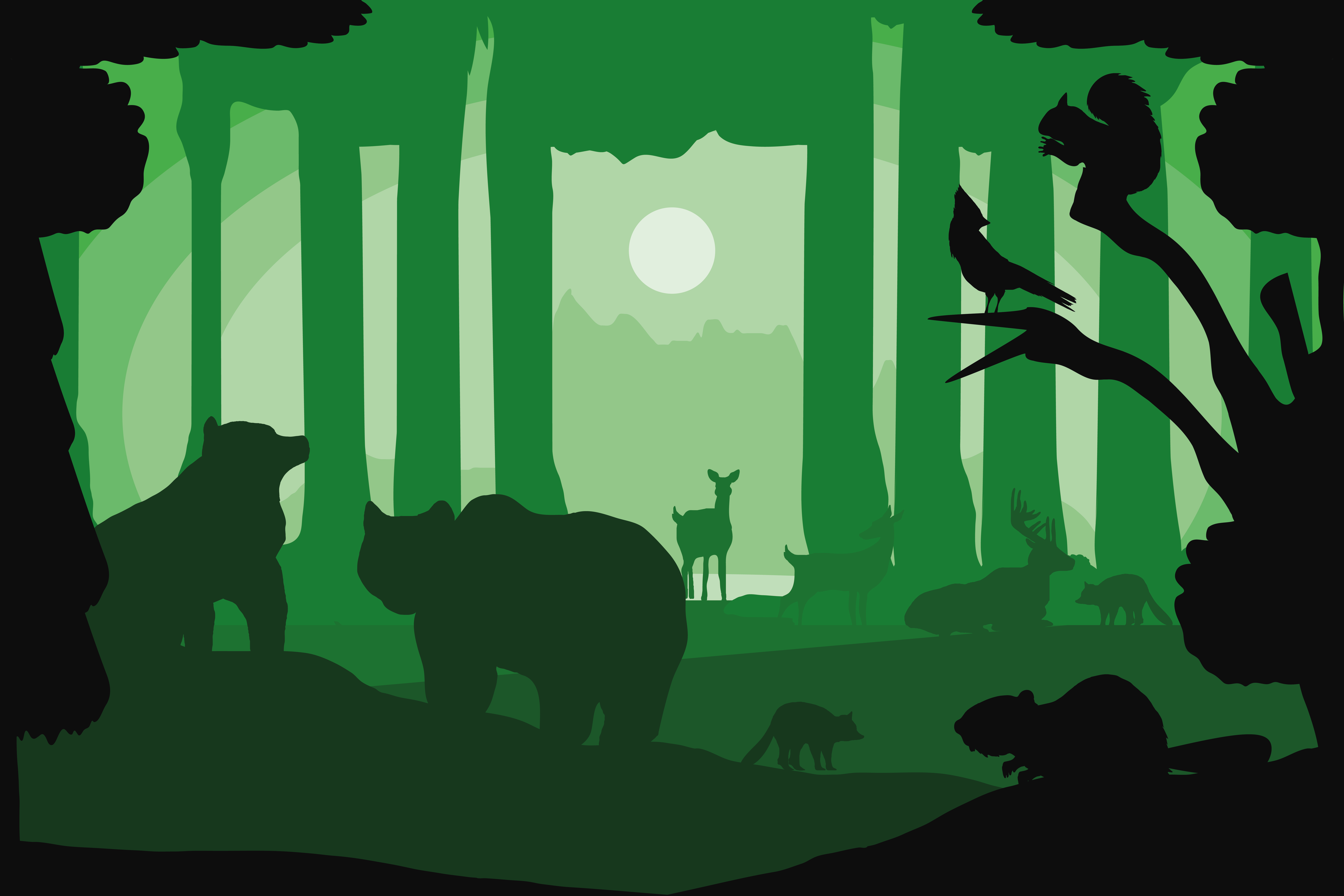 forest animals silhouette 3720331 Vector Art at Vecteezy