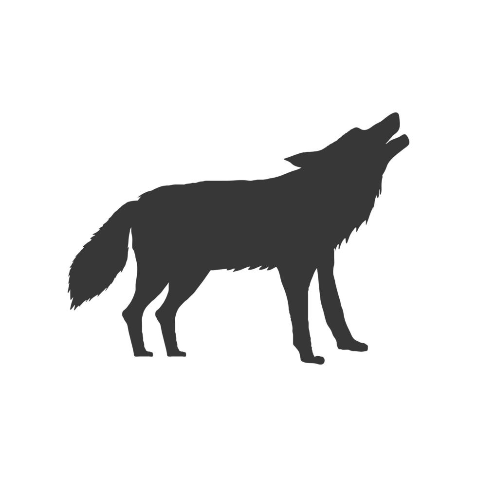 silueta de animal lobo salvaje vector