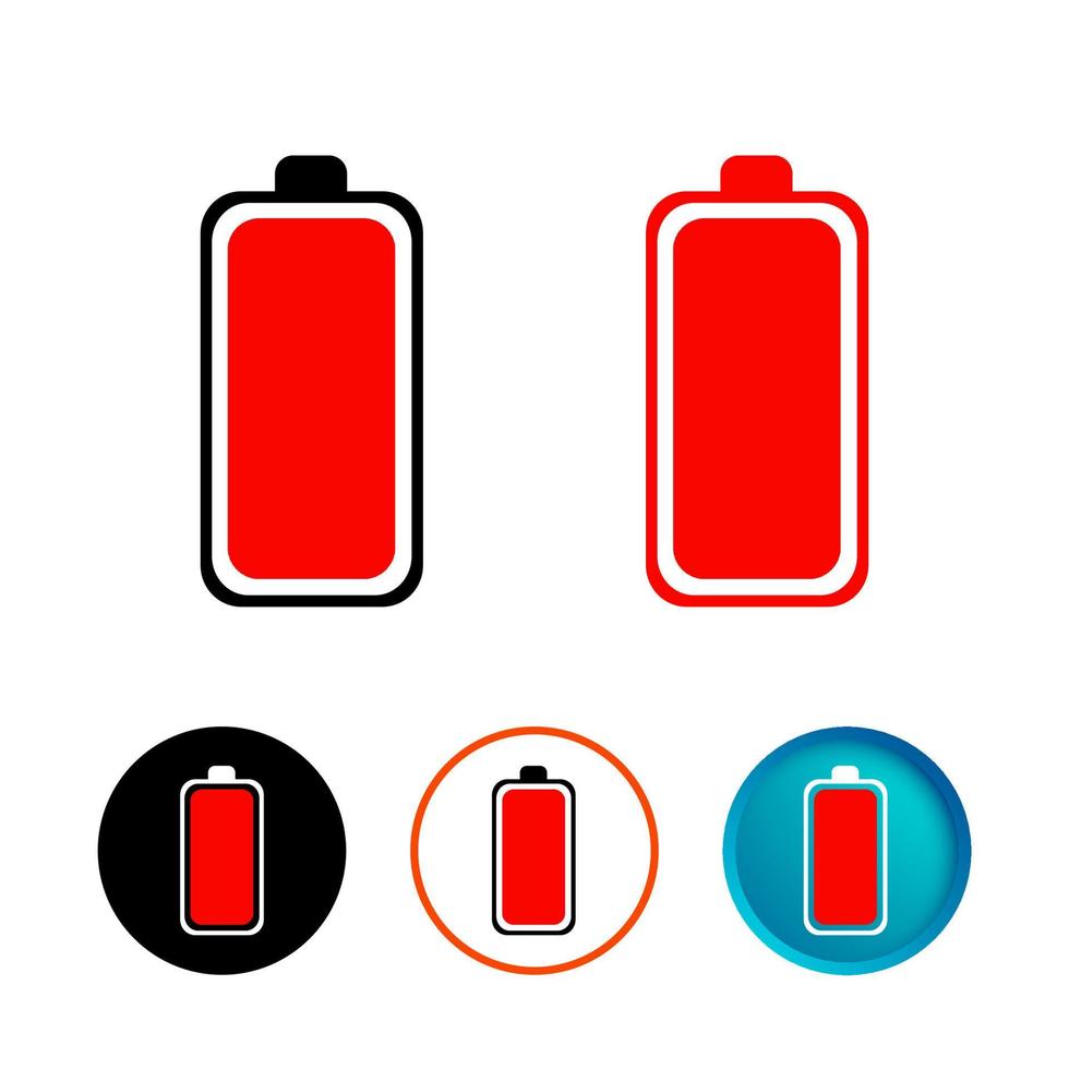 Abstract Battery Need Charge Icon Set vector