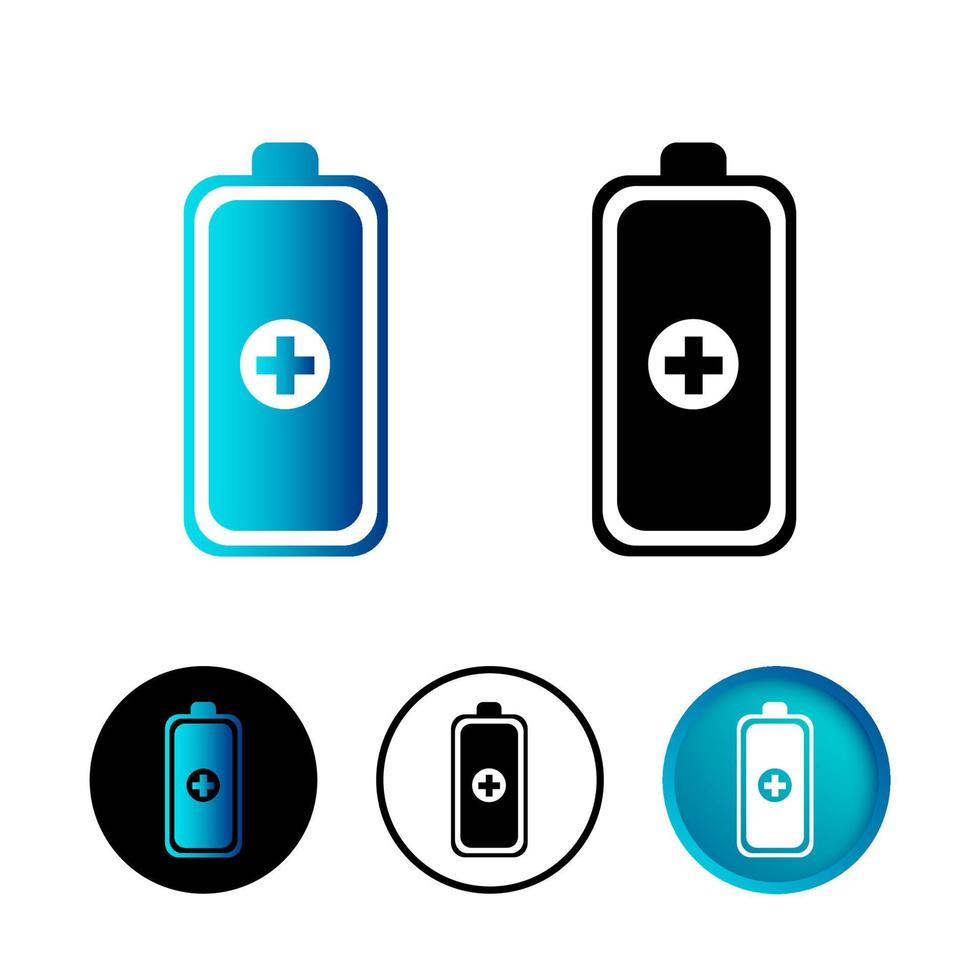 Abstract Add Battery Icon Set vector