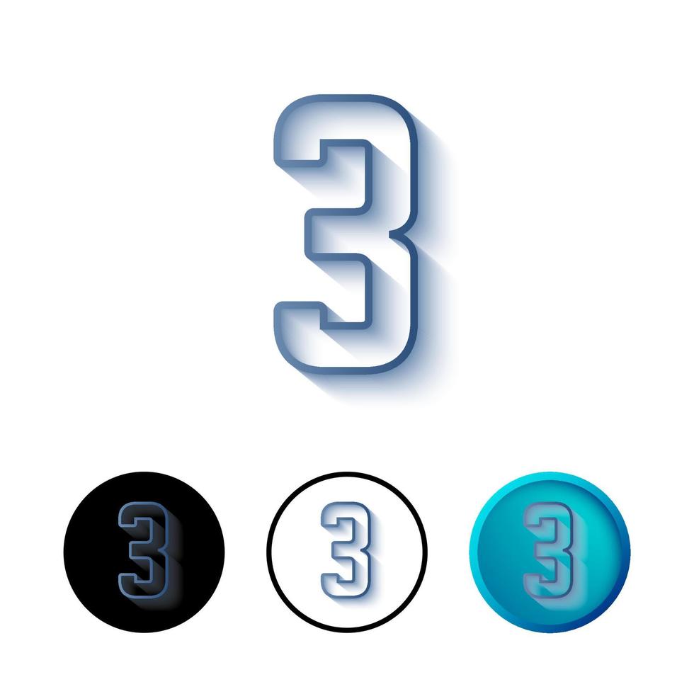 Abstract Number 3 Icon Illustration vector