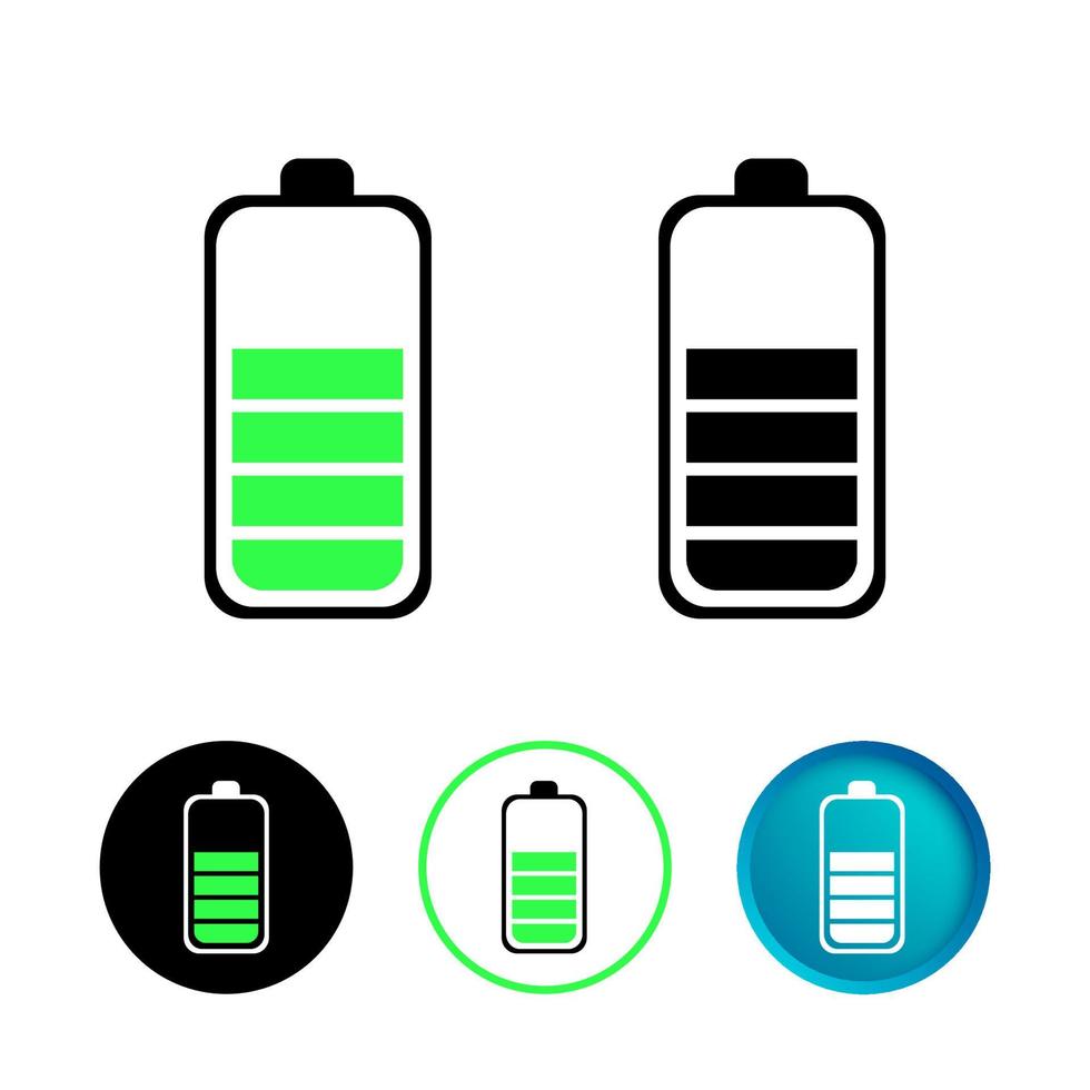 Abstract Battery Good Charge Icon Set vector