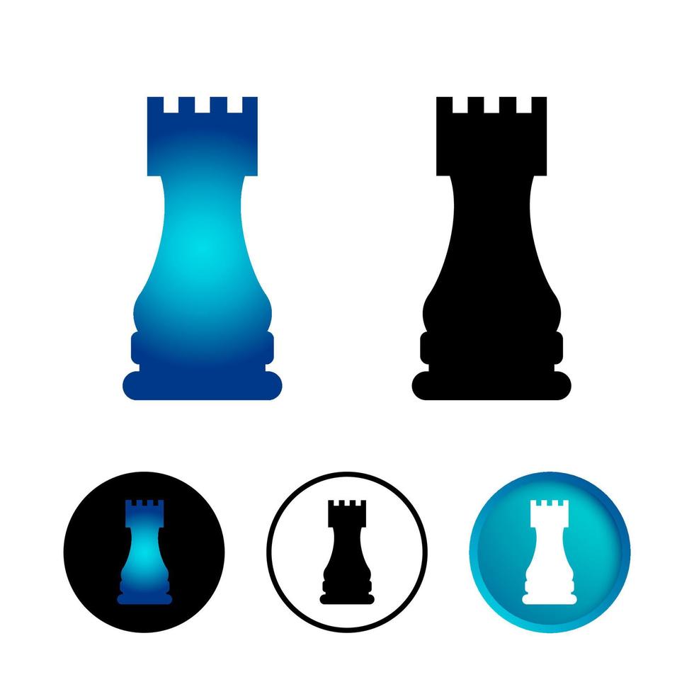 Abstract Chess Rook Icon Set vector