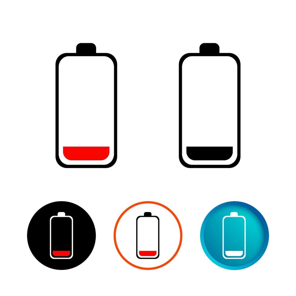 Abstract Very Low Battery Charge Icon Set vector