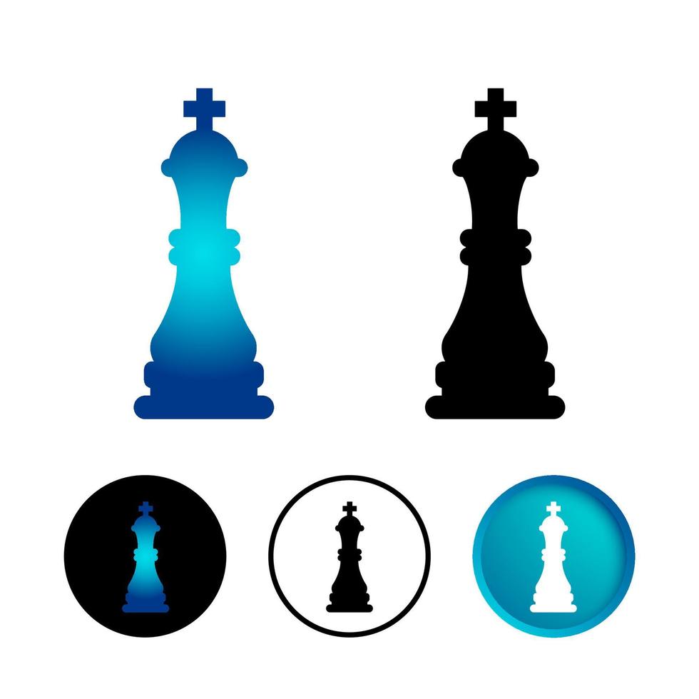 Abstract Chess King Icon Set vector