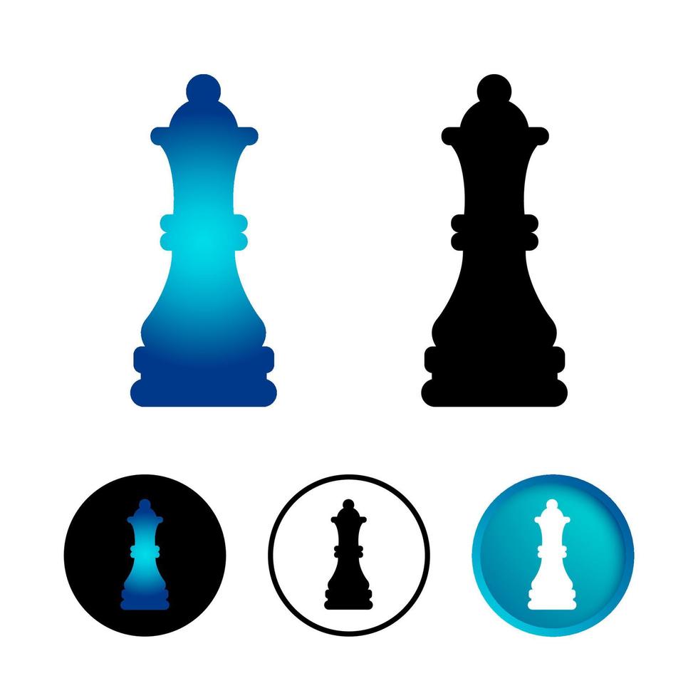 Abstract Chess Queen Icon Set vector