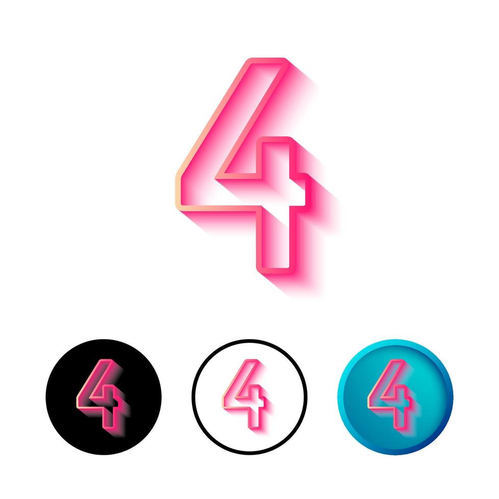 Abstract Number 4 Icon Illustration vector