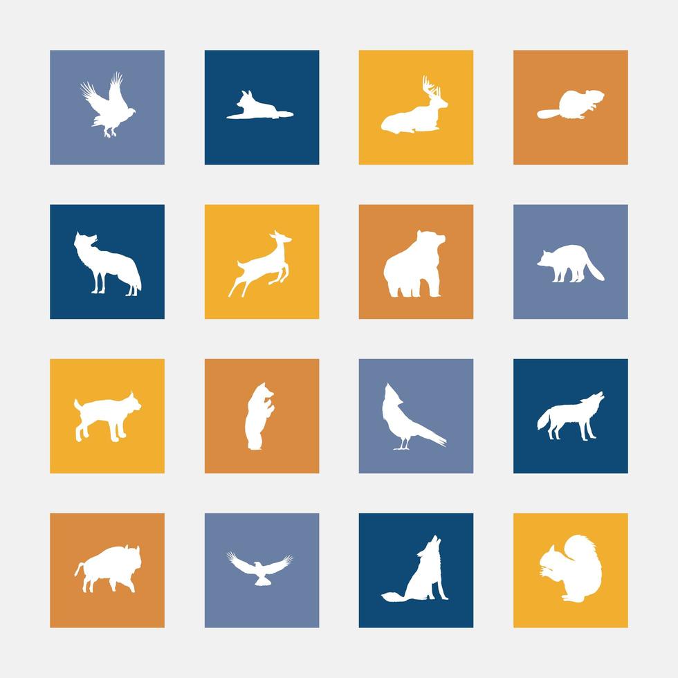 animales silueta blanca vector