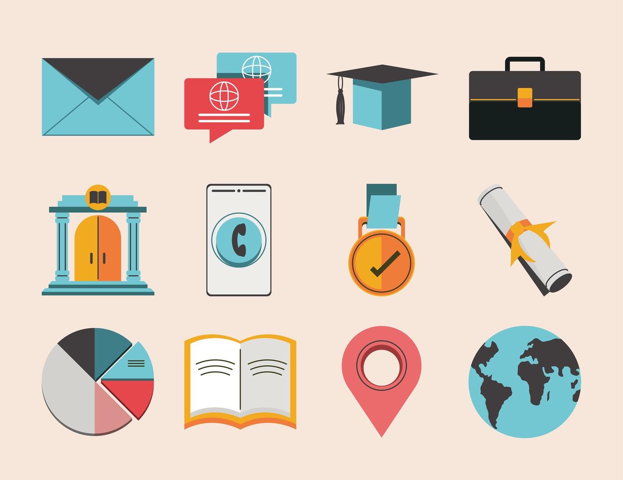 education business set vector