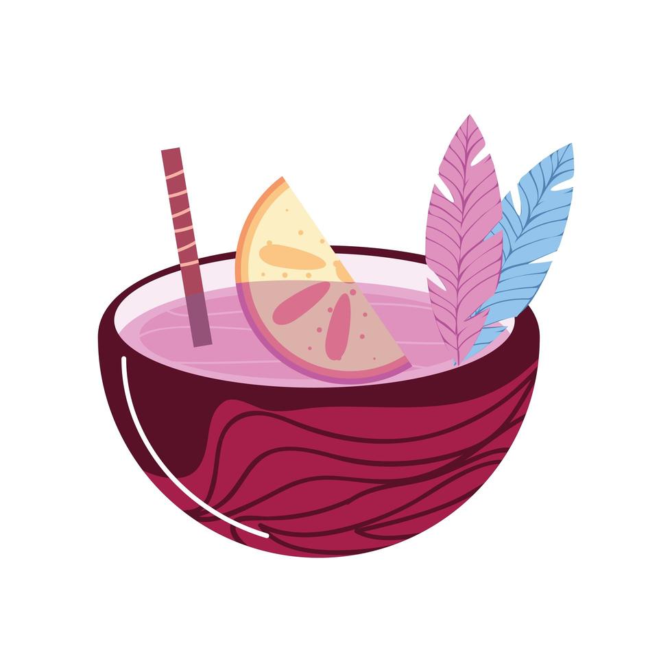 coconut cocktail lime vector