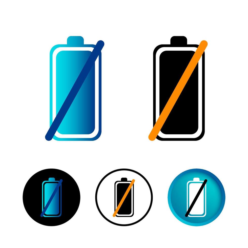 Abstract Battery Unavailable Icon Set vector