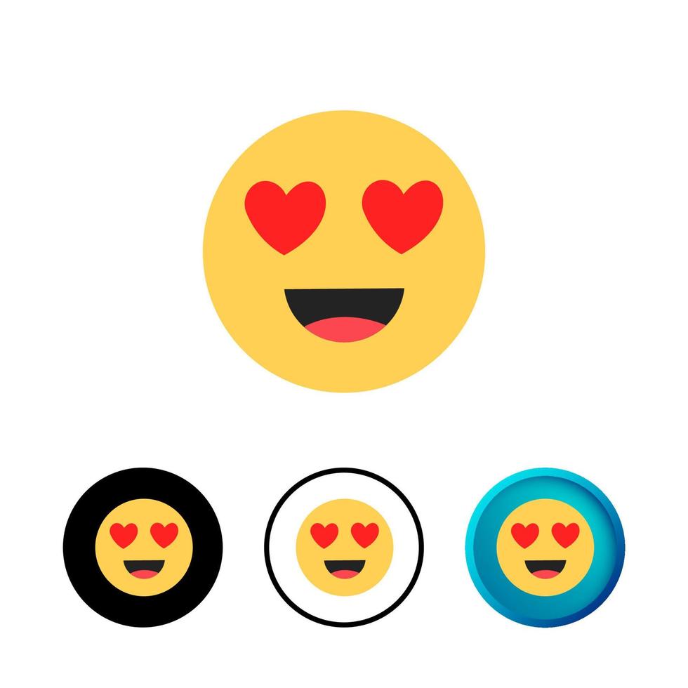 Modern Smiling Face with Heart Eyes Icon Illustration vector
