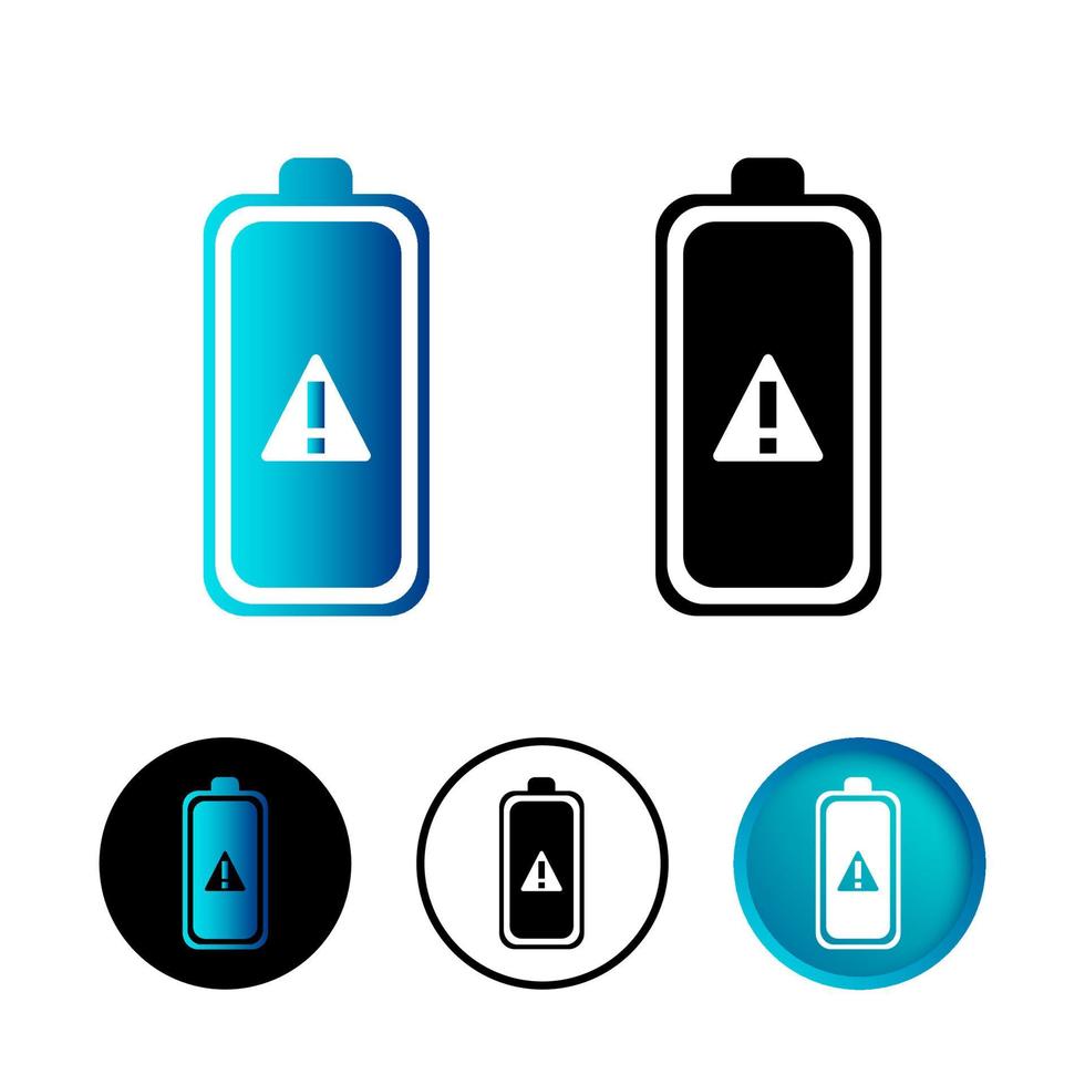 conjunto de iconos de advertencia de batería abstracta vector