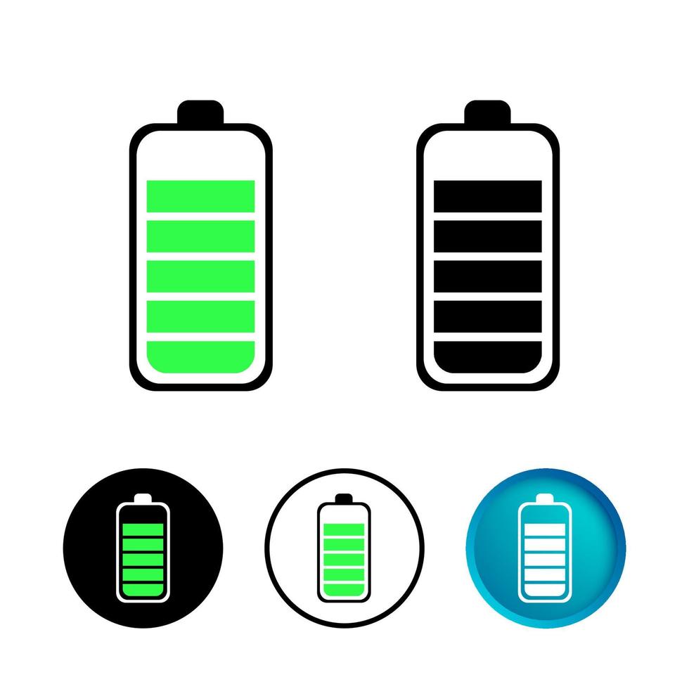 Abstract Battery High Charge Icon Set vector