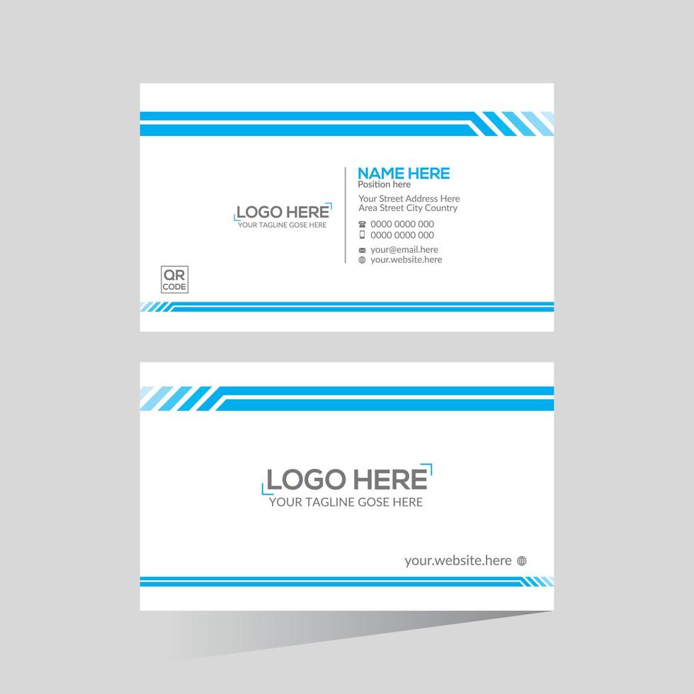 cyan colored double sided vector business card design