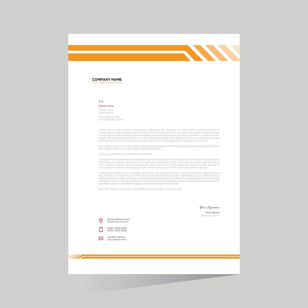 orange colored vector letterhead design