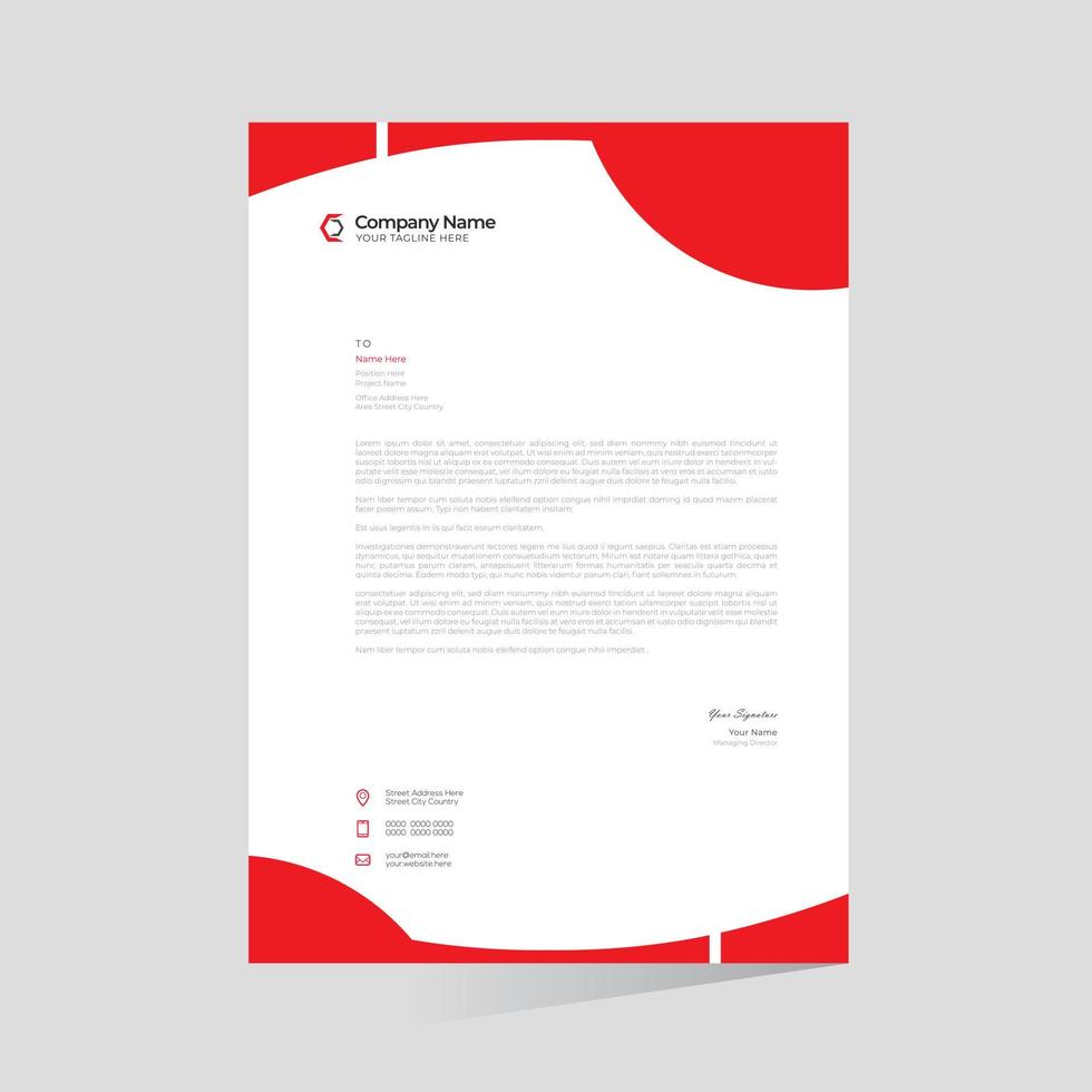 Red colored stylish vector letterhead design