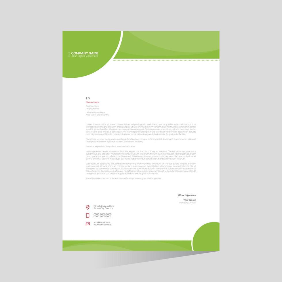 green colored vector letterhead design