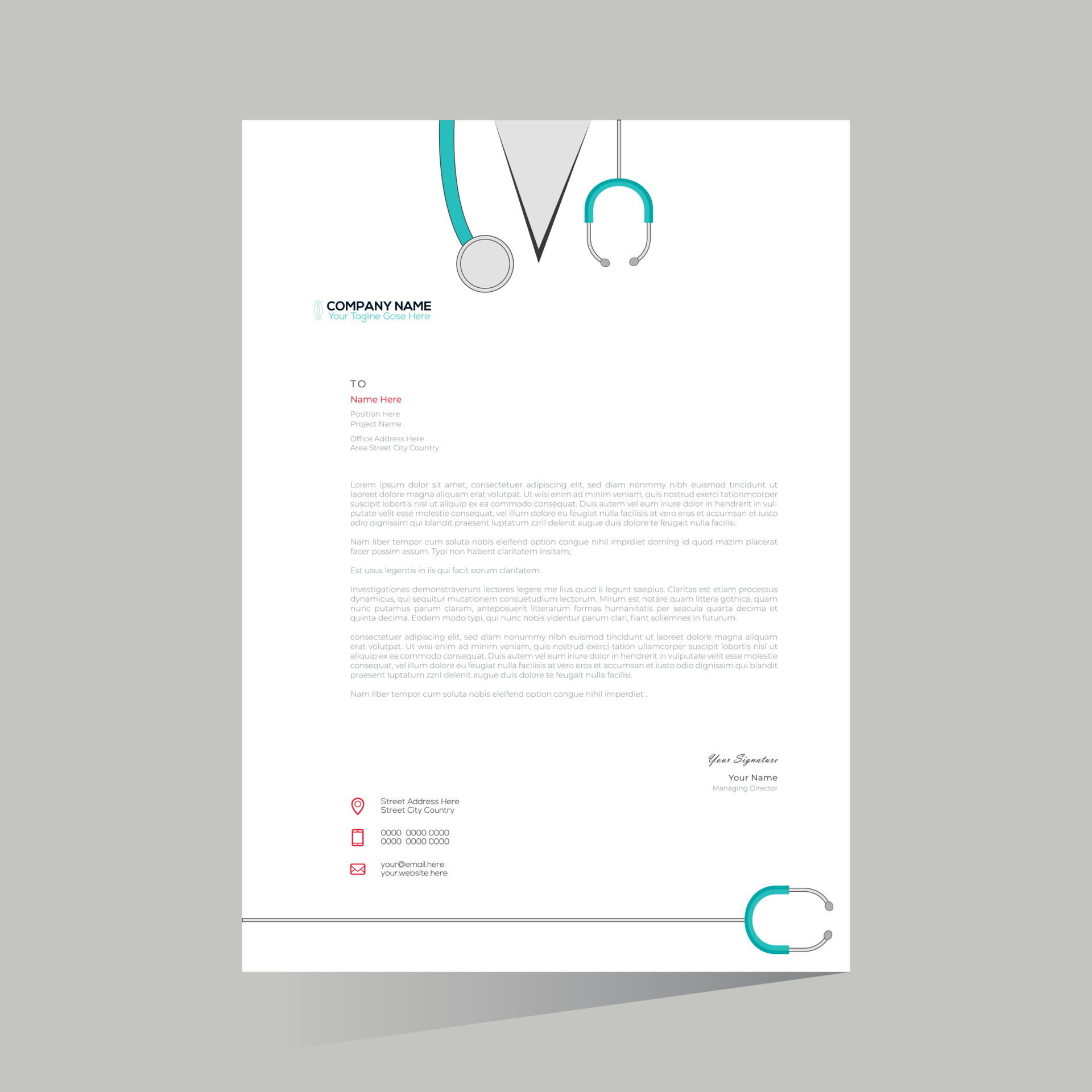 Cyan Colored Stylish Doctor Vector Letterhead Design 3721226 Vector Art At Vecteezy
