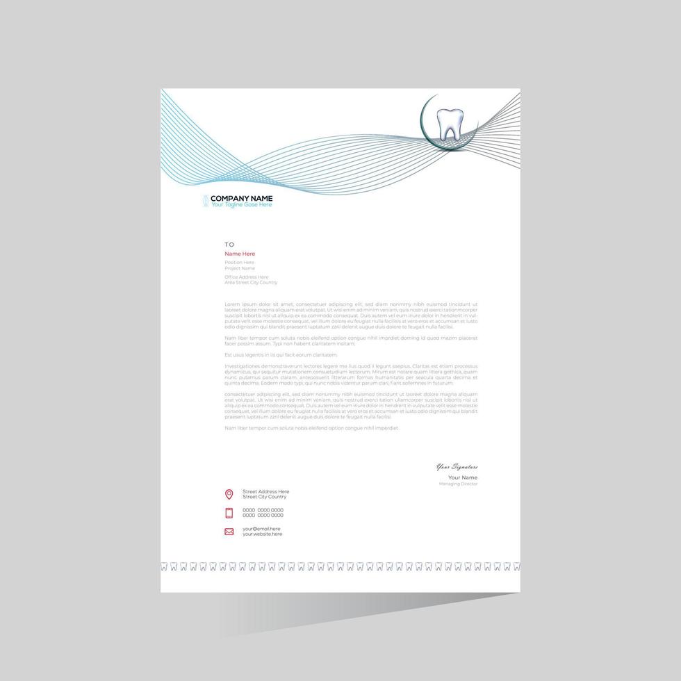 vector letterhead design for dental doctor