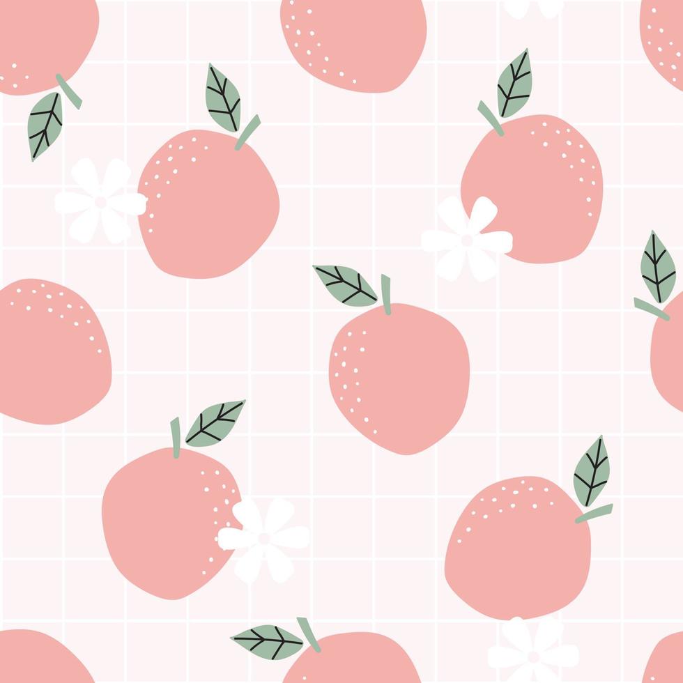 Orange fruit pattern vector Seamless texture, hand-drawn designs, used for print, wallpaper, decoration, textiles. Vector illustration on white background