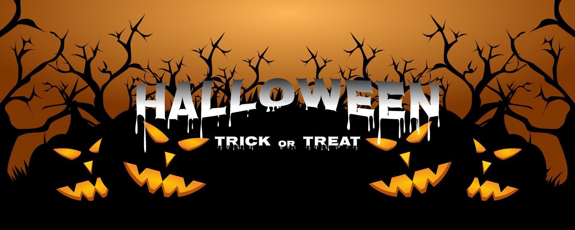 Halloween background with pumpkin elements and tree silhouette vector