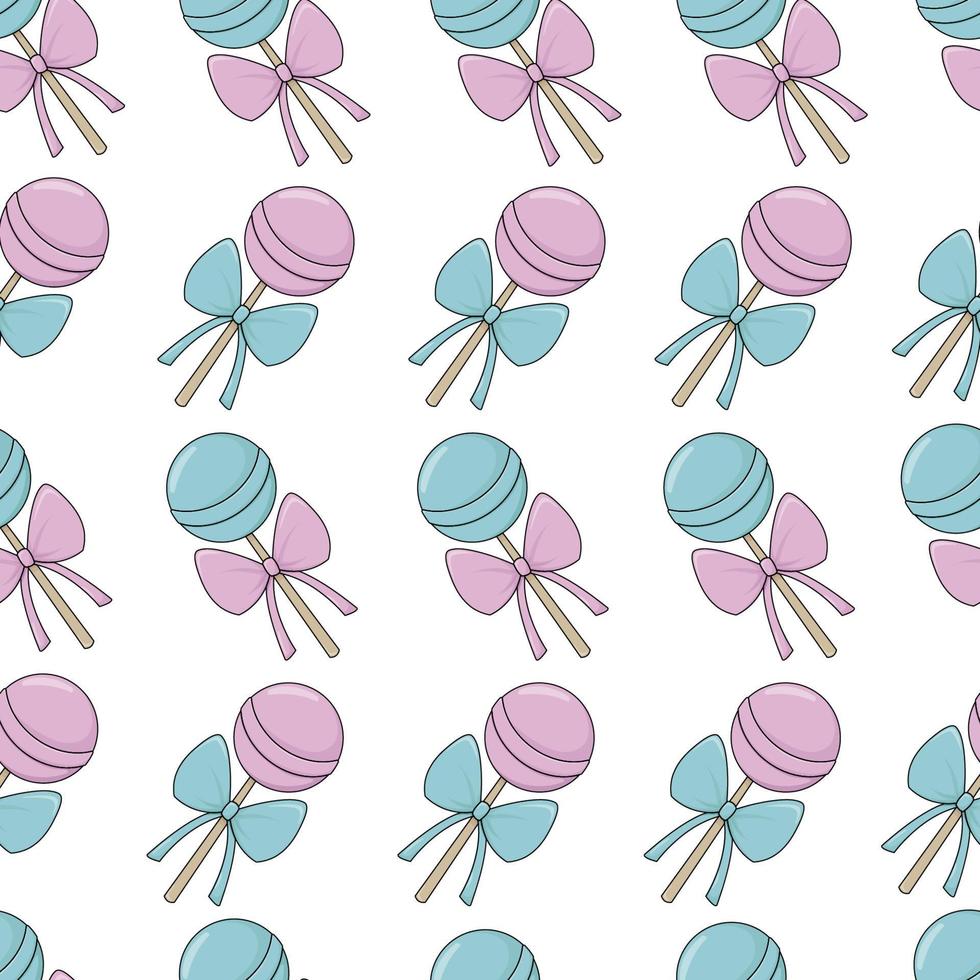 Lollipop seamless pattern. Colorful cartoon illustration on white background. vector