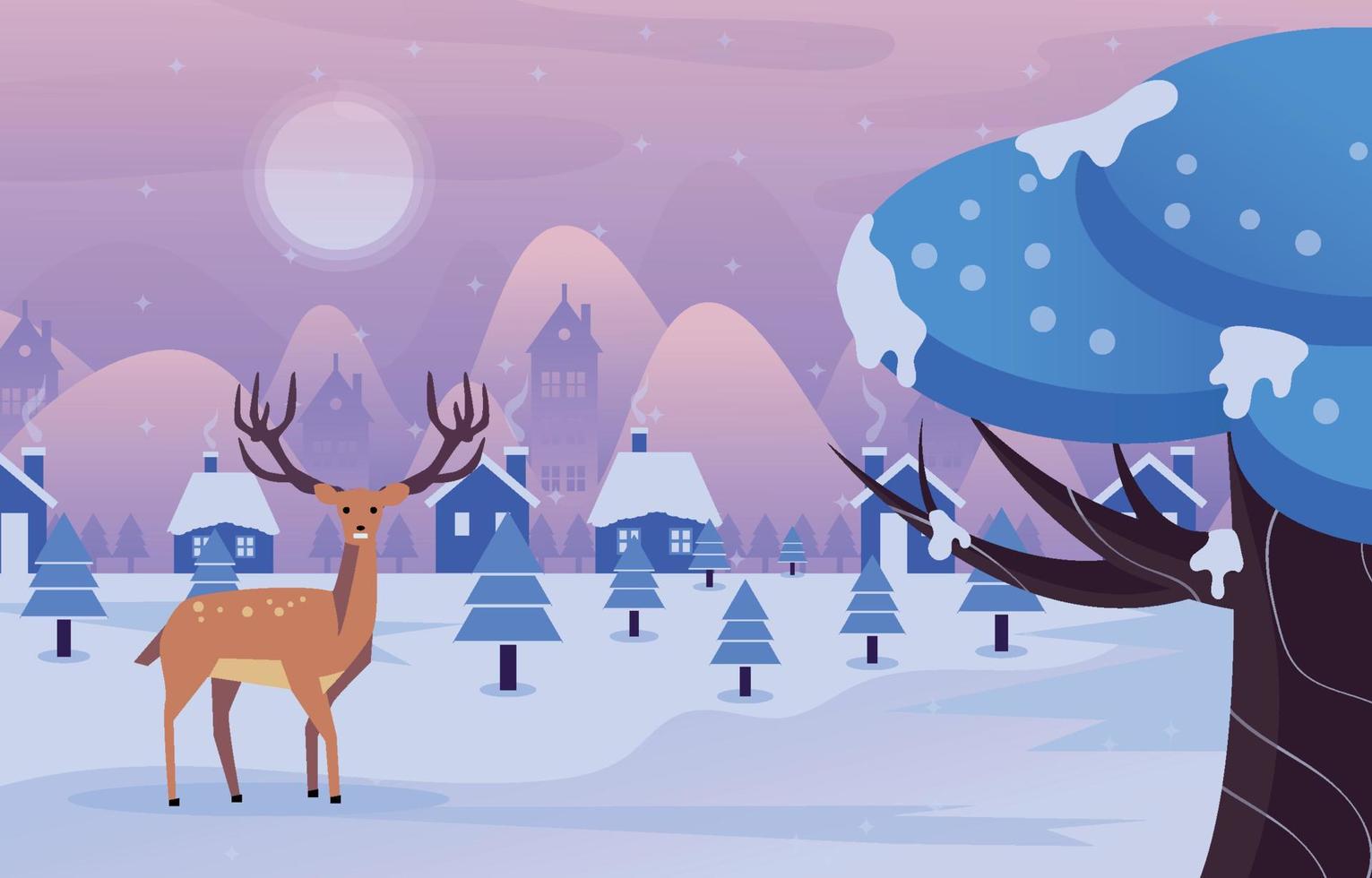 Winter scenery outdoor background vector