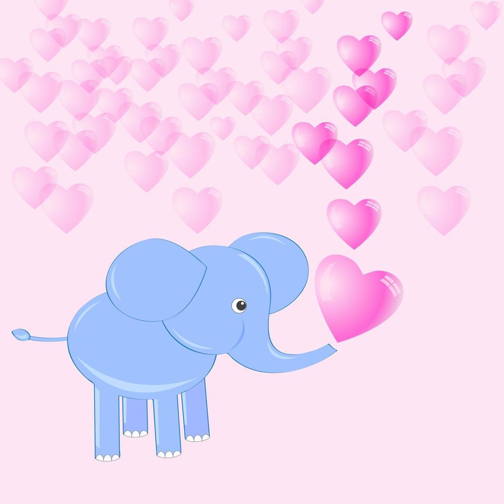 baby elephant making soap heart vector